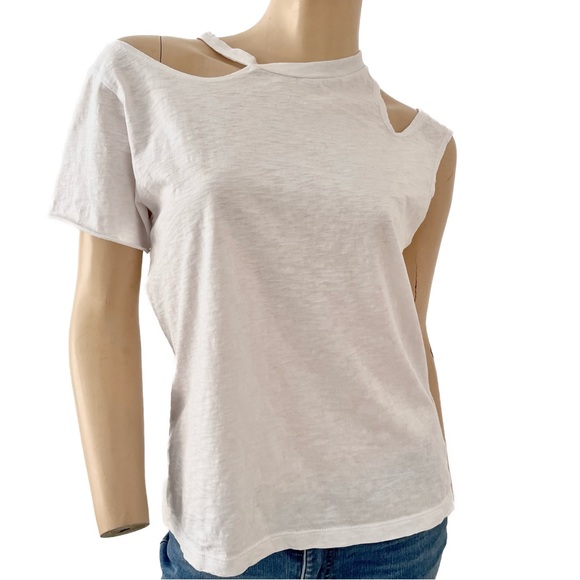 LNA Tops - LNA- white cold shoulder white tee- small
